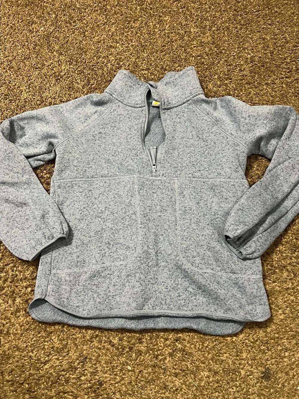 Gray Speckled Fleece 1/2-Zip Pullover Sweater with Pockets XL (14-16)